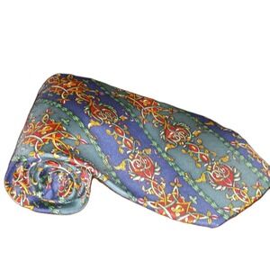 CHRISTIAN DIOR Monsieur Men's Classic Green Blue Red Tie Silk Made In USA